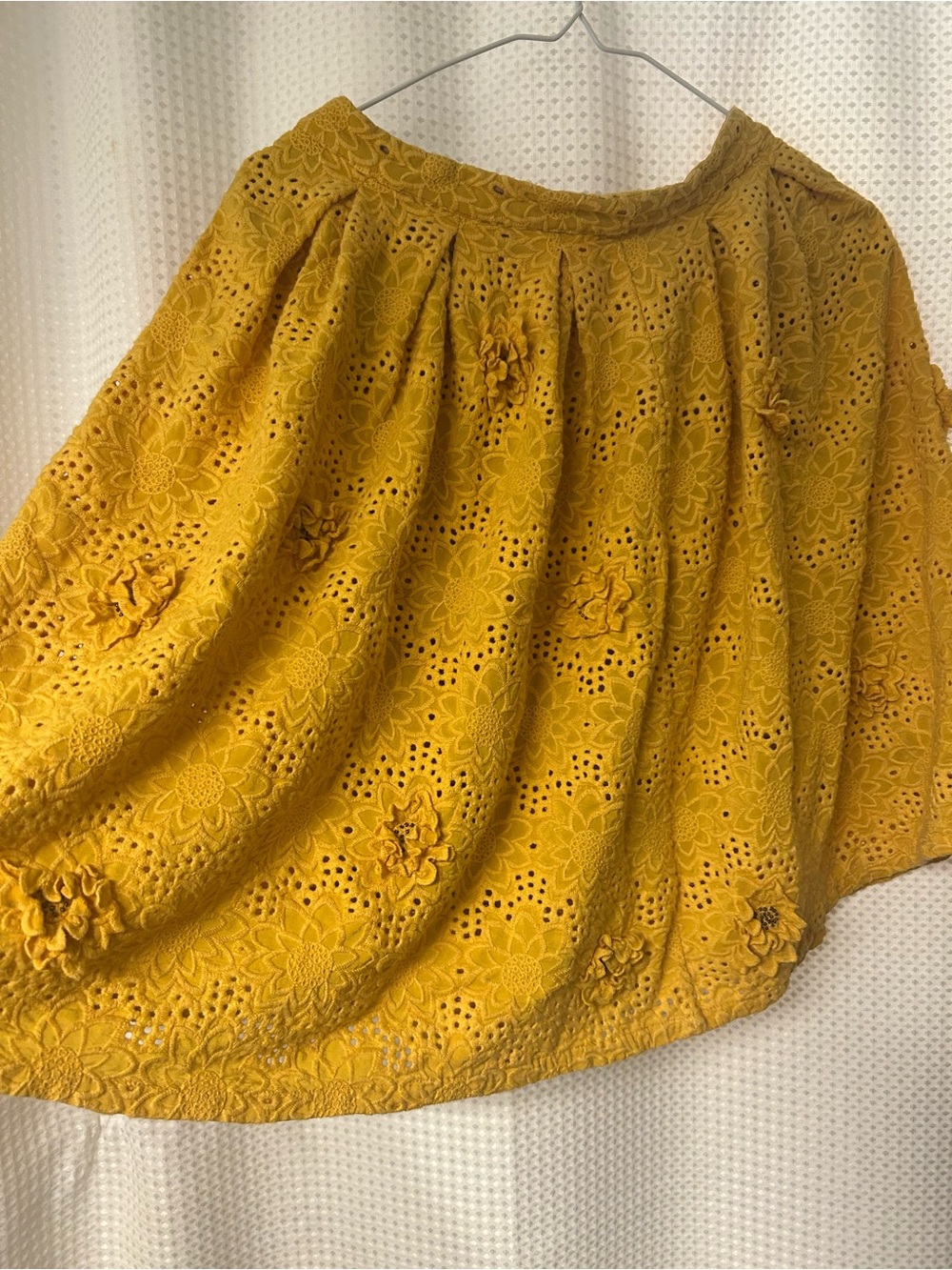 Michael Kors Mustard Yellow Eyelet Mini Skirt